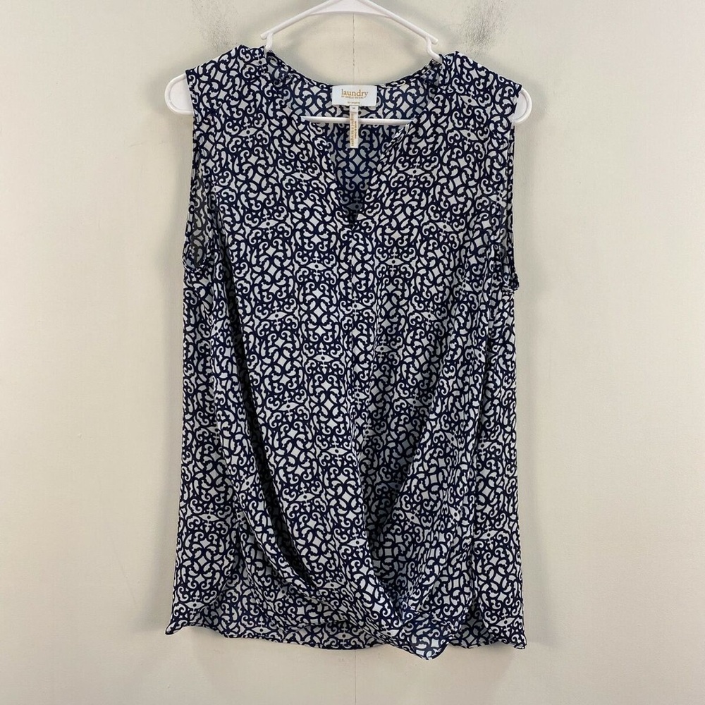 Loft Navy Patterned Sleeveless Top